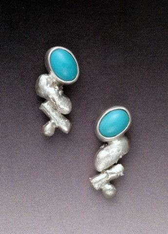 Click to view detail for MB-E369 Earrings Turquoise Chromosomes